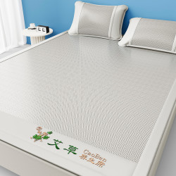 艾草驱蚊冰丝凉席夏季藤席夏天床单软席夏凉席子凉感空调席可水洗