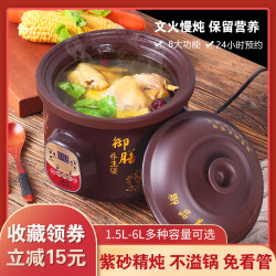源趣 紫砂电炖锅家用煲汤电砂锅陶瓷智能全自动宝宝熬煮粥多功能电炖盅