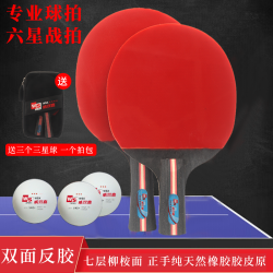 乒乓球拍正品三星初学者直拍反胶双面装七层四星五星六星乒乓球拍