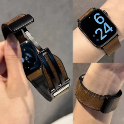 新款疯马纹真皮磁吸硅胶iwatchS11表带适用applewatchs10S9se男女