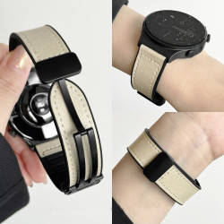 适用GT3疯马纹皮硅胶磁吸扣表带Watch4/proGT4GT2GT1表带男女46mm