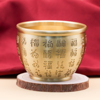黄铜中号百福缸水缸米缸桌面聚宝盆摆件创意礼品客厅摆件