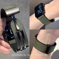 磁吸扣疯马纹真皮质适用oppowatch3/X3/2/4/3pro手表表带S男女1夏