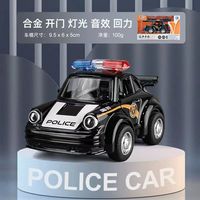合金卡通Q版回力消防警车系列老爷车带灯光音乐儿童玩具汽车模型