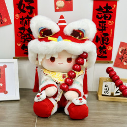 拜年服新年娃衣10-40cm坐姿棉花娃娃衣服醒狮帽子