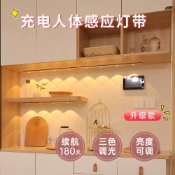 免布线猫眼波纹厨房自粘衣柜鞋柜酒柜感应灯充电调光