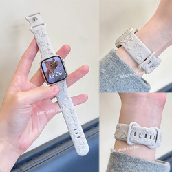 新蝴蝶浮雕硅胶iwatch10表带适用于applewatchS94567S8SE小众创意