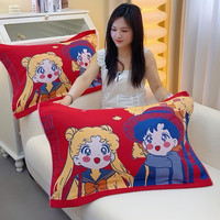 新年过年本命年喜庆大红枕巾52x78一对装纯棉纱布亲肤透气送父母