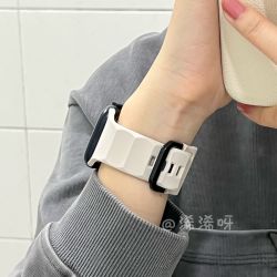 波纹方扣适用苹果手表带iwatch9舒适applewatchS10运动硅胶手表带