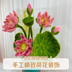 扭扭棒荷花花束材料包毛绒条毛根毛棒