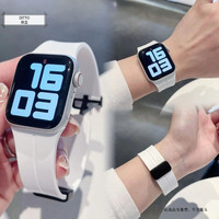 45*49mm夏天磁吸女硅胶手环表带黑色型带苹果S9/S10华强北手表带