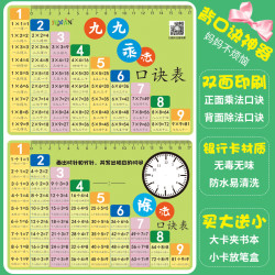 乘法口诀表99乘除法口诀卡片小学数学口诀表二年级全套九九乘法表