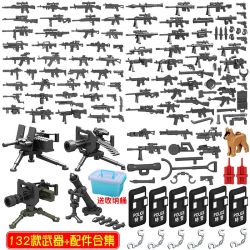 中国人仔积木枪武器库迷彩配件防爆服重装特警军事男孩6拼插8玩具