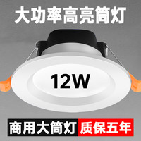梵耀 4寸商用筒灯12wled嵌入式超薄简灯孔灯开孔12公分高亮度桶灯专属