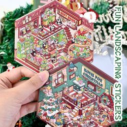 森游3.0圣诞微缩场景DIY手工2.5D造景贴纸女孩节日礼物儿童玩具