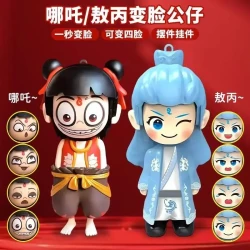 哪吒新款四变脸玩偶玩具挂机手办表情包按压钥匙扣解压哪吒敖丙