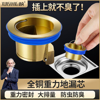 迅尚 地漏全铜内芯防臭器卫生间下水管道通用加厚防反味神器盖厕所防虫