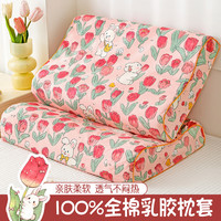 秋思 纯棉儿童乳胶枕套30X50小清新40x60单只全棉枕头套枕芯内胆套成人