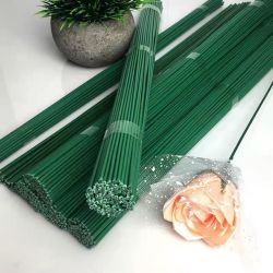 2号铁丝花杆手工制作花杆玫瑰丝网花扭扭棒手工花520包胶绿色花杆