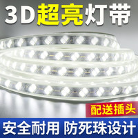 加悦 led灯带220v家用吊顶装饰户外工程防水三色长条灯带条高亮软灯条