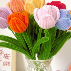 6多彩扭扭棒荧光双色加粗加绒手工花束花朵diy向日葵材料包妞妞棒