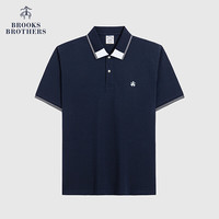 Brooks Brothers 男士拼接领口休闲Polo衫 藏青色 S