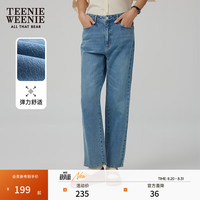 TEENIE WEENIE 小熊秋季弹力牛仔裤锥形裤长裤宽松时尚裤子女士 中蓝色 160/S