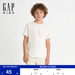 Gap 708411 纯棉圆领 白色 140cm 男童短袖T恤