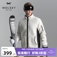 WOLSEY 雪橇经典羊羔绒加厚防风保暖立领抓绒衣 香槟白色 XL