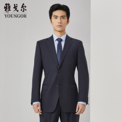 雅戈尔 套西上衣男03F1款两粒单排扣外套标准版商务西服羊毛混纺 藏青 2XL 185/104A