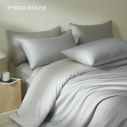 MIDO HOUSE 60支新疆长绒棉纯棉简约纯色床单床笠四件套  薄暮灰1.5m床 薄暮灰配幻影灰