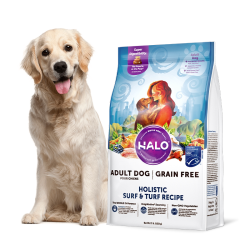 HALO 美国进口Halo自然光环中大型成犬专用狗粮海陆盛宴美毛犬粮4.5kg