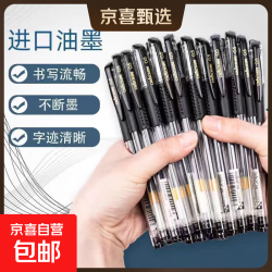 京东 欧标中性笔子子弹头笔中性笔水性笔学生考试办公用签字笔圆珠笔 黑色小欧标笔10支装 0.5mm