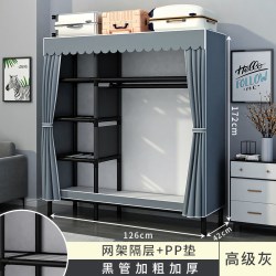 简易衣柜家用卧室钢架加粗厚收纳布衣柜出租房屋组装布艺挂衣橱子