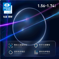 依视路 膜御防蓝光1.56-1.67折射率*2现片/定制片+钛框 800度