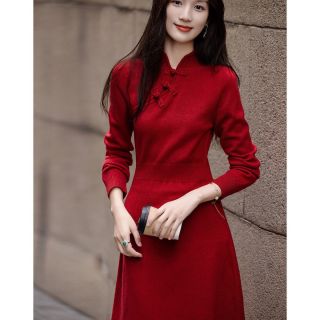 百亿补贴：德玛纳 女士新中式连衣裙 秋冬针织旗袍式