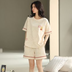 初子尼女士纯棉短袖短裤睡衣2026款夏季宽松凉感家居服套装可外穿