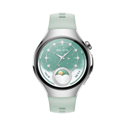 华为 WATCH 5 42mm 基础款 不锈钢表壳 极光绿 氟橡胶表带首创X-TAP智感窗鸿蒙AI腕上