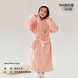 SANLI 10A抗菌儿童纯棉浴袍浴巾连帽可穿式速干吸水洗完澡穿的浴衣