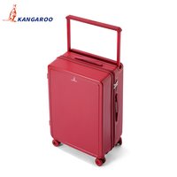 移动端：KANGAROO 宽拉杆行李箱子母款红色新婚陪嫁嫁妆箱子红密码旅行皮箱24寸