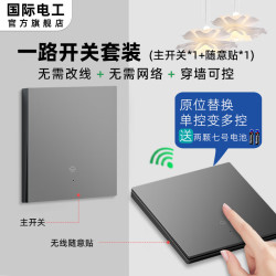 fdd 无线遥控开关220v控制器86型智能双控免布线家用电灯远程随意贴 一开灰套装