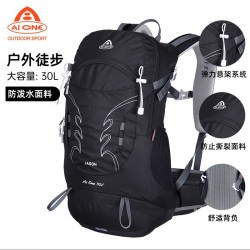 艾王 2024年专业户外登山双肩包30升轻量化防水耐磨男女旅行包 黑色 1869 30升