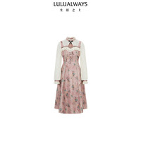 Lulualways 26秋季新款法式优雅公主风蕾丝拼接修身连衣裙