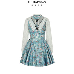 Lulualways 26秋季新款法式复古气质收腰蕾丝短款连衣裙