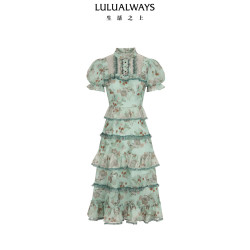 Lulualways 26秋季新款蔷薇夜曲蛋糕连衣裙