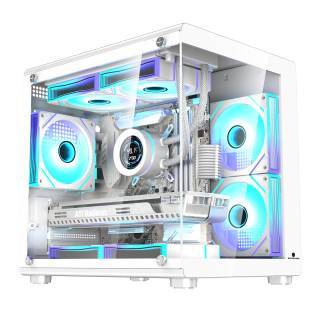 WJCOOLMAN 孤勇者MINI白电脑机箱台式机MATX海景房240一体水冷全侧透ITX桌面 彩虹白机箱