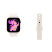 Apple Watch S11 智能手表GPS款42毫米玫瑰金色铝金属表壳淡桃粉色运动型表带+星光色表带S/M