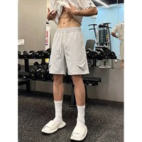 月伊纺 美式复古工装短裤男夏季薄款宽松直筒休闲五分裤青年冰丝运动中裤