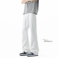月伊纺 美式复古牛仔裤男夏季潮牌宽松直筒休闲百搭微喇长裤青年哈伦裤