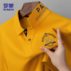 罗蒙 T恤男夏季短袖polo衫男冰丝速干凉感透气商务休闲打底衫85L黄XL